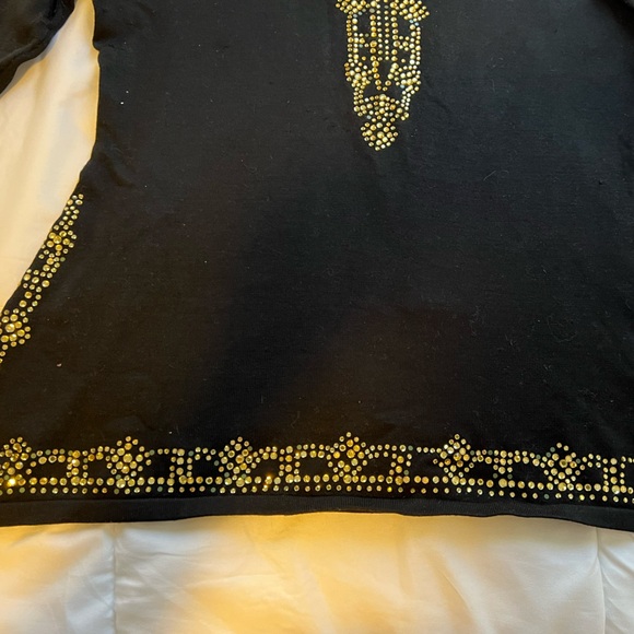 I.N.C. Women’s Black and Gold Rhinestone embellished sweater - Picture 2 of 6
